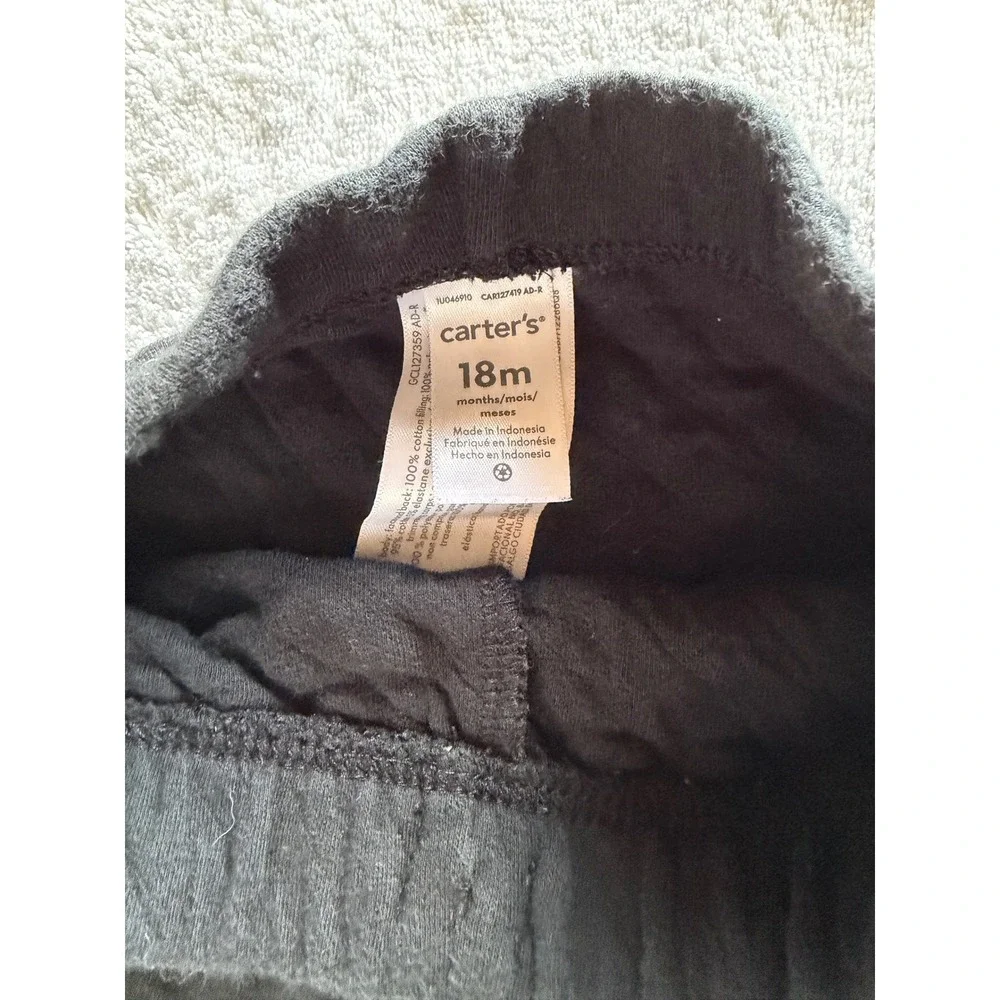 Carter's Black Quilted Jogger Sweatpants Baby Toddler 18M Elastic Waist - F271